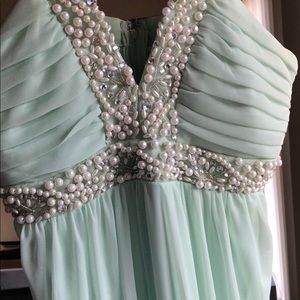 Mint Green Pearl Prom Dress